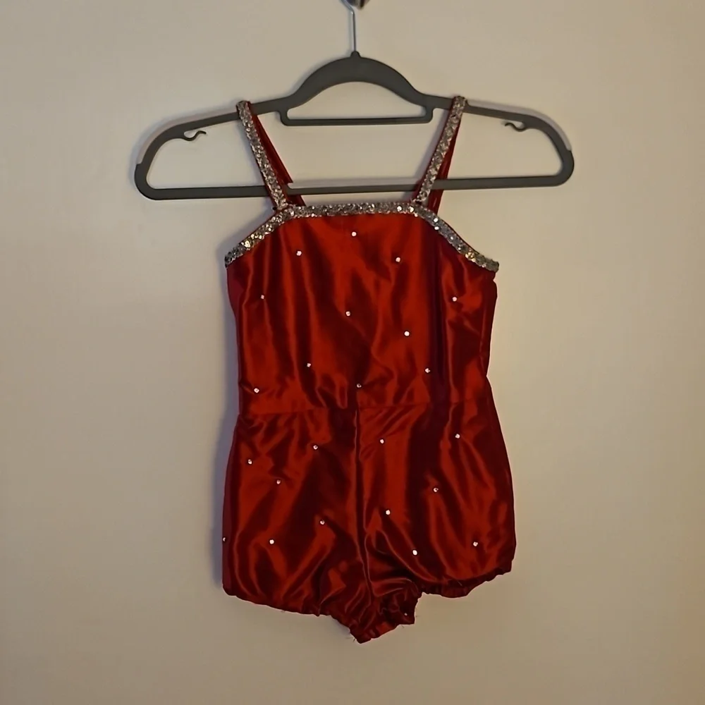 VTG 1960s HANDMADE Red Satin Rhinestone Faux Fur Christmas Portrait Outfit